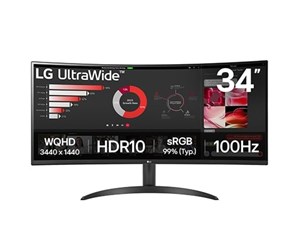 Skjerm - 34" LG UltraWide 34WR50QK-B - 3440x1440 (UWQHD) - 100Hz - VA - Curved - 34WR50QK-B