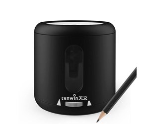 Skrivebordstilbehør - Tenwin 8035-1 electric sharpener with container for battery / USB (black) - TW8035-1