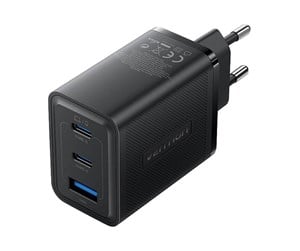 Mobil - Adaptere og ladere - Vention Wall charger FERB0-EU 2xUSB-C USB- A 65W/65W/30W GaN (black) - FERB0-EU