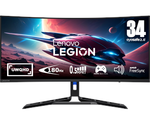 Skjerm - 34" Lenovo Legion R34W - 3440x1440 (UWQHD) - 165Hz - VA - Curved - 67C7GACBEU