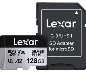 Minnekort - Lexar Professional Silver Plus MicroSD/SD - 205MB/s - 128GB - LMSSIPL128G-BNANG