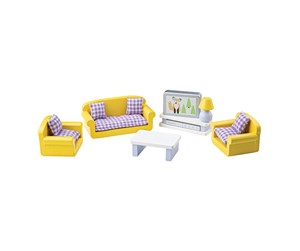 Dukker, Bamser & Utstyr - Tidlo Wooden Dollhouse Furniture Living Room 9 pieces. - T0225