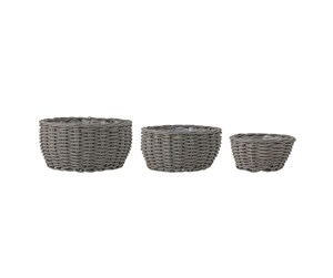 Dekorasjon - Bloomingville - Set of 3 - Fioria Flowerpot Grey Polyrattan (82056823) - 82056823