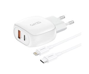 Mobil - Adaptere og ladere - Foneng EU41 USB-C+USB-A 20W network charger + USB-C - Lightning cable (white) - EU41 Type-C to Light