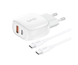 Mobil - Adaptere og ladere - Foneng EU41 USB-C+USB-A 20W power charger + USB-C-USB-C cable (white) - EU41 Type-C to Type-