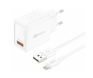 Mobil - Adaptere og ladere - Foneng EU54 USB-A 3A mains charger (White) + USB-A to Lightning cable - EU54 iPhone