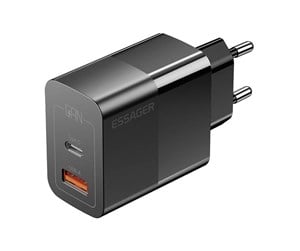 Mobil - Adaptere og ladere - Essager Charger USB-C+USB-A 33W  GaN (black) - ECTAC-PCB01-P