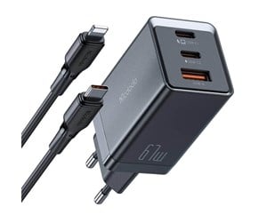 Mobil - Adaptere og ladere - Mcdodo CH-1544 GaN wall charger 2x USB-C 1x USB 67W + USB-C to USB-C cable (black) - CH-1544