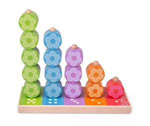 Babyleker - Bigjigs Wooden Stacking Game Flowers 16 pcs. - BB090