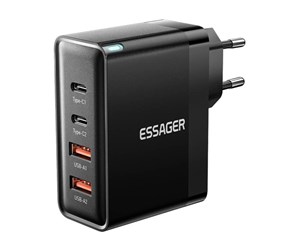 Mobil - Adaptere og ladere - Essager Wall charger ECT2CA-QYB01-Z 2xUSB-C 2xUSB-A 100W (black) - ECT2CA-QYB01-Z