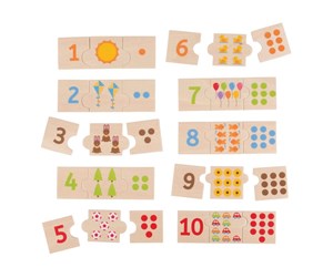 Puslespill - Bigjigs Wooden Jigsaw Puzzle Number Tiles 30 pcs. Tre - BJ261