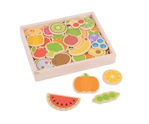 Babyleker - Bigjigs Wooden Magnets Fruit and Vegetables 35 pcs - BJ273