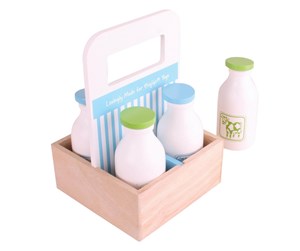 Treleker - Bigjigs Wooden Box with Milk Bottles 5 pcs. - BJ453