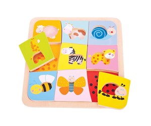 Babyleker - Bigjigs Wooden Animal Patterns Puzzle 9 pcs. - BJ509