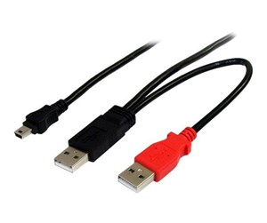 USB - StarTech.com 3 ft USB Y Cable for External Hard Drive - USB A to mini B - USB cable - USB (M) to mini-USB Type B (M) - USB 2.0 - Black (USB2HABMY3) - USB cable - USB to mini-USB Type B - 91 cm - USB2HABMY3