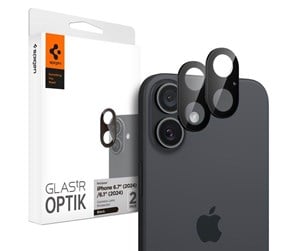 Mobil - Andre tilbehør - Spigen Glass tR Optik 2 Pack for iPhone 16/16 Plus - Black - AGL07922