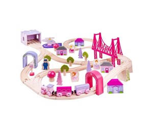 Treleker - Bigjigs Wooden Train Set City - Pink - BJT023