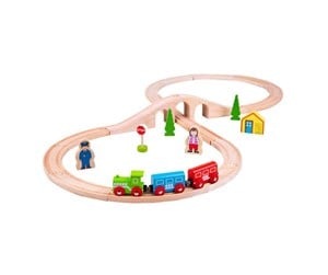 Treleker - Bigjigs Wooden Train Set 26 pieces. - BJT012