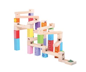 Byggesett - Bigjigs Wooden Marble Track 53pcs. - BJ786