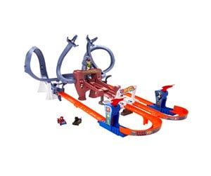 Leketøysbil - Hot Wheels Racer Verse Marvel Spider-Man's Web Slinging Speedway Track Set - HPL34