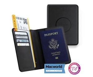 Mobil - Andre tilbehør - Satechi Vegan-Leather Passport Cover with Find My tracker - Black - ST-VPCK