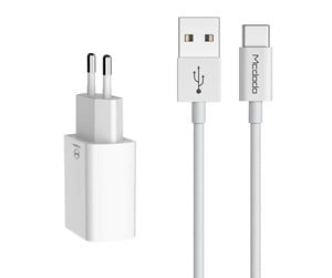 Mobil - Adaptere og ladere - Mcdodo USB Dual Charger CH-6721 (EU) Type-C 1m Travel set (white) - CH-6721