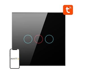 Smarthus - Avatto Smart Light Switch ZigBee ZTS02-EU-B3 3 Way TUYA (black) - ZTS02-EU-B3