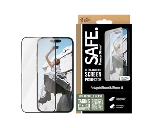 Mobil - Beskyttelsesglass - SAFE. by PanzerGlass Screen Protection w. Black Frame iPhone 16 | 15 | Ultra-Wide Fit - SAFE95961