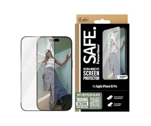 Mobil - Beskyttelsesglass - SAFE. by PanzerGlass Screen Protection w. Black Frame iPhone 16 Pro | Ultra-Wide Fit - SAFE95962