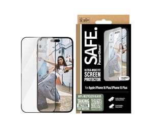 Mobil - Beskyttelsesglass - SAFE. by PanzerGlass Screen Protection w. Black Frame iPhone 16 Plus | 15 Plus | Ultra-Wide Fit - SAFE95963