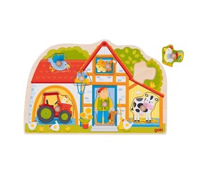 Puslespill - Goki Wooden Stud Puzzle My Farm 7 pcs. - 57349