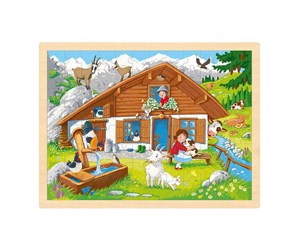 Puslespill - Goki Wooden Jigsaw Puzzle in the Alps 96pcs. - 57381