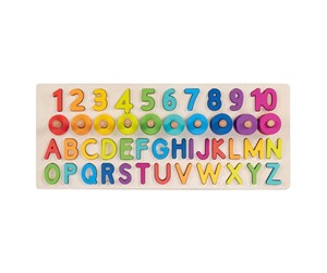 Puslespill - Goki Wooden Alphanumeric Puzzle 91 pieces. Tre - 58357