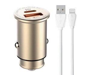 Mobil - Adaptere og ladere - LDNIO C506Q USB USB-C Car charger + Lightning Cable - C506Q Lightning