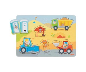 Puslespill - Goki Wooden Shape Puzzle Construction Site with Sound 6 pcs. Tre - 57369