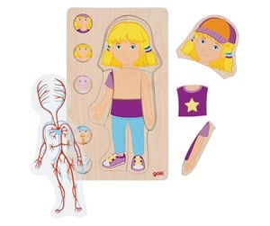 Puslespill - Goki Wooden Layer Puzzle Human Body Girl 29 pcs. Tre - 57362