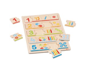 Puslespill - Goki Wooden Jigsaw Puzzle Learn to Count 20 pcs. Tre - 57344