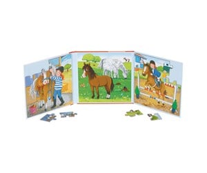 Puslespill - Goki Magnetic Jigsaw Puzzle Book Horse Stable 40 - 57383