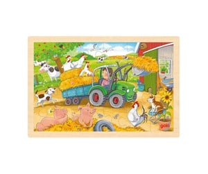 Puslespill - Goki Wooden Jigsaw Puzzle Tractor 24 pcs. Tre - 57420