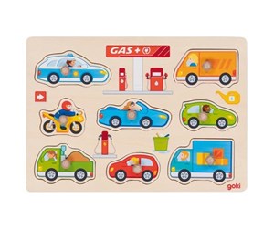 Puslespill - Goki Wooden Stud Puzzle Gasoline Station 8 pcs. Tre - 57341