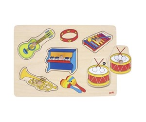 Puslespill - Goki Stud Puzzle Musical Instruments with Sound 5 pcs. Tre - 57520