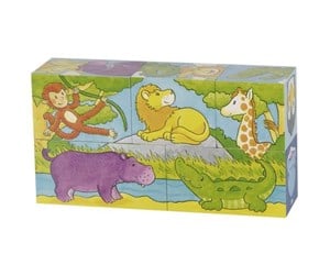 Puslespill - Goki Wooden Block Puzzle Safari 5 pcs. Tre - 57686