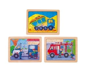 Puslespill - Goki Wooden Jigsaw Puzzle Hard at Work 24 pcs. Tre - 57739