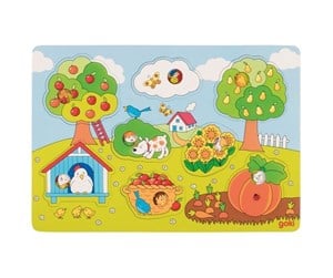 Puslespill - Goki Wooden Background Shape Puzzle in the Garden 8 pcs. Tre - 57473