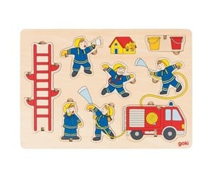 Puslespill - Goki Wooden Stacking Puzzle Fire Department 8 pcs. Tre - 57471