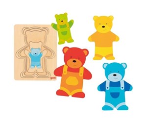 Puslespill - Goki Wooden Layer Puzzle Bear 5 pcs. Tre - 57449