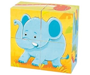 Puslespill - Goki Wooden Block Puzzle Wild Animals 4 pcs. Tre - 57434