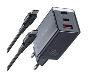 Mobil - Adaptere og ladere - Mcdodo GaN CH-1543 network charger 2x USB-C 1x USB 67W + USB-C to USB-C 2m cable (black) - CH-1543