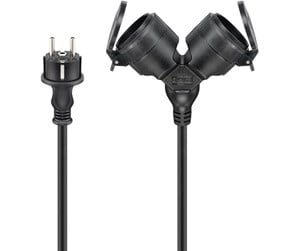 Strømkabel (ekstern) - Pro Outdoor Double Extension Cable - Strøm CEE 7/7 Type E/F - 10 m - Svart - 4040849654350