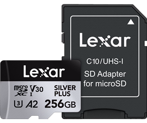 Minnekort - Lexar Professional Silver Plus MicroSD/SD - 205MB/s - 256GB - LMSSIPL256G-BNANG